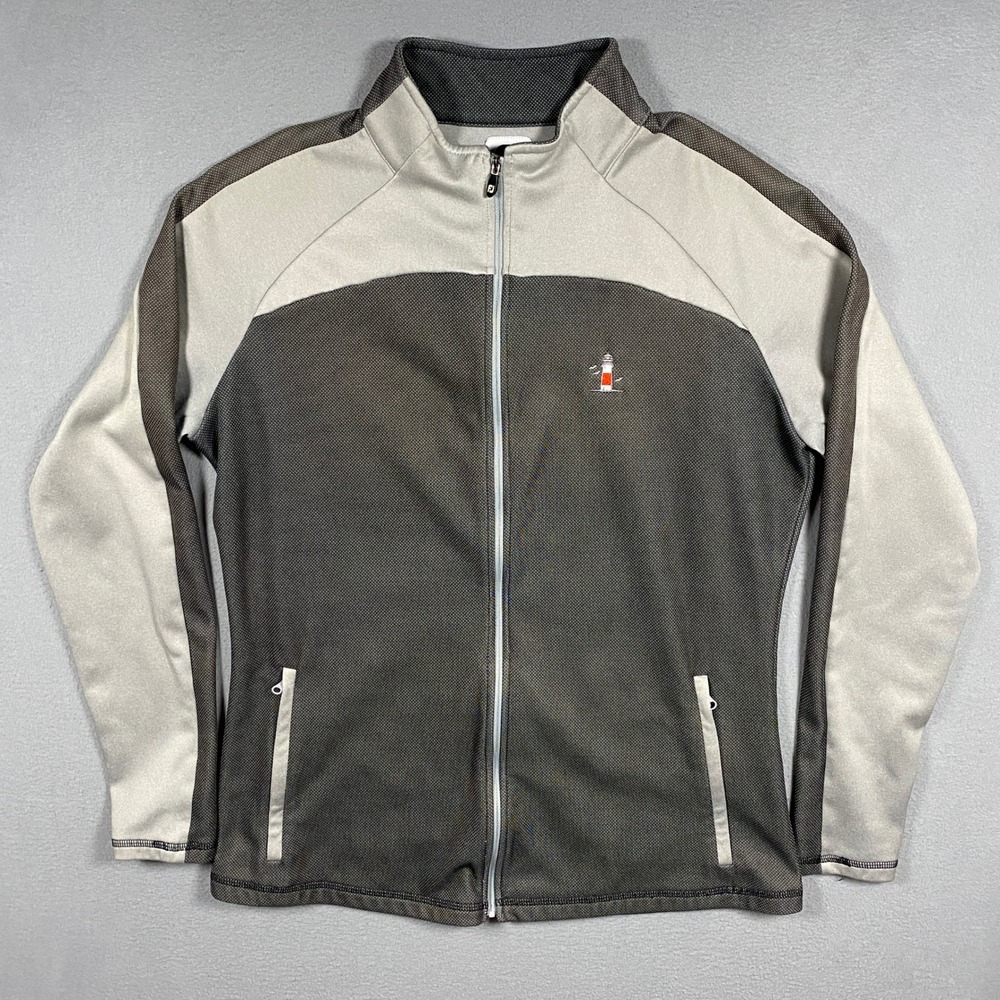 FootJoy Golf Jacket Mens Large Gray Full Zip Performance Mock Neck Lighthouse